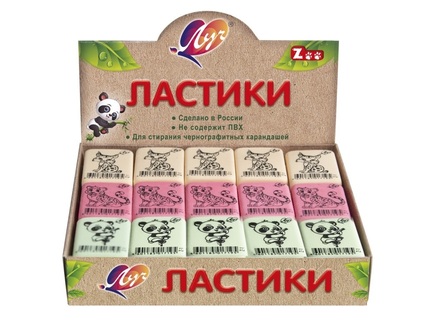 Ластик "Луч.ZOO.Z1" прямоугольный пастель 35*25*8мм  31С1966-08