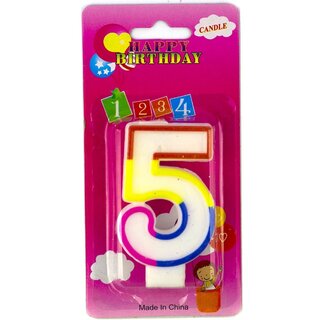 Свеча-цифра Alingar цветная окантовка "5" 7см AL6395