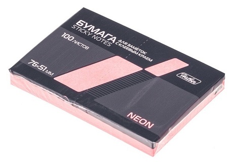 Липкий блок  76*51 "Hatber NEON" розовый 100л LS_51033 044849