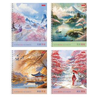 Тетрадь 48 л "Удивительная Азия" клетка гребень Soft-touch 48Т5лВ1гр 089899 Хатбер