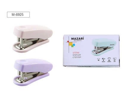 Степлер №10  8л "Mazari.Stenx" пластик ассорти M-6925