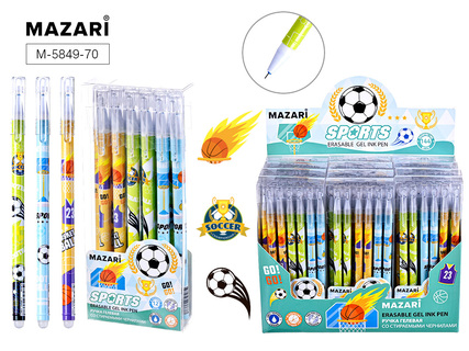 Ручка Пиши-стирай гелевая "SPORTS" синяя 0,38мм Mazari М-5849-70