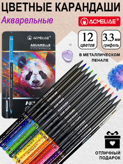Карандаши 12 цв "ACMELIAE.Blackwood Artmate" акварельные с кистью металл.футляр ART-AQ12