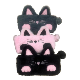Пенал косметичка "Cat" 21*10см меховой 252271 Кокос
