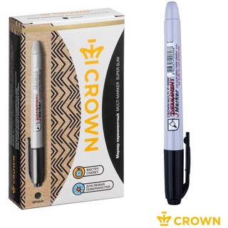 Маркер "Crown Multi Marker Super Slim" черный пулевидный P-505F 1мм 207905
