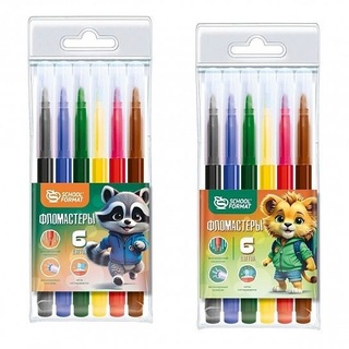 Фломастеры  6цв "Schoolformat.Яркие зверята" ФЛ06-ЯЗВ