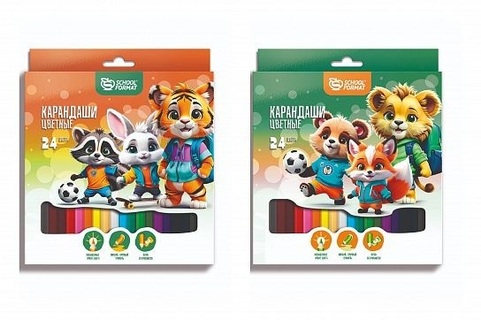 Карандаши 24 цв "Schoolformat.Яркие зверята" КЦ24-ЯЗВ