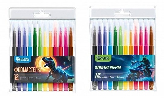 Фломастеры 12цв "Schoolformat.Микс для мальчиков" ФЛ12-ММК