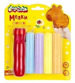 Мел цветной набор  5цв "Каляка-Маляка.Джамбо" д/асфальта блестки МАДГДКМ5