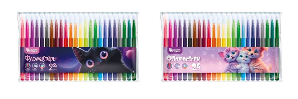 Фломастеры 24цв "Schoolformat.Микс для девочек" ФЛ24-МДВ