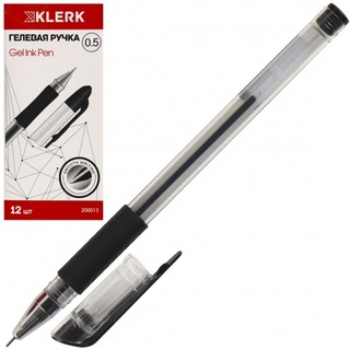 Ручка гелевая "Klerk" черная 0,5мм грипп игольч. 200013