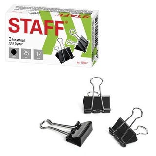 Зажим канц  25мм "STAFF.EVERYDAY" черные 224607