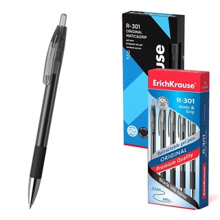 Ручка гелевая "ErichKrause.R-301 Original Gel Matic&Grip" автомат черная 0,5мм 46815