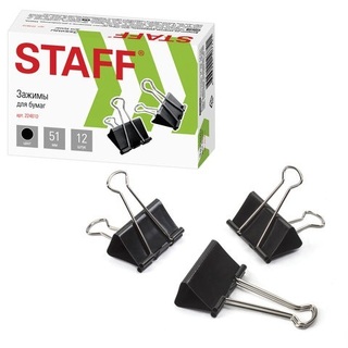 Зажим канц  51мм "STAFF.Everyday" черные 224610