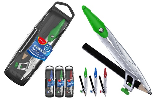 Циркуль "KEYROAD" 125мм металл. с карандашом в пласт.футляре KR972954