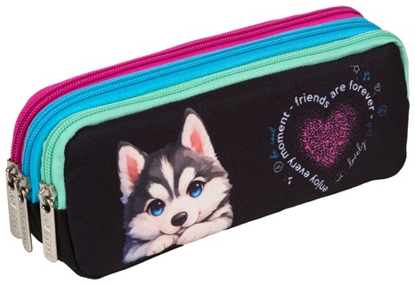 Пенал косметичка "deVENTE.Cute Husky" 21*8,5*5,5см 3 отд на молнии 7023538