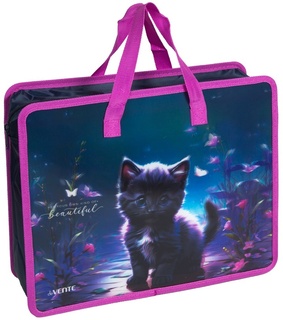 Папка для тетрадей А4 "DeVente.Beautiful Cat.3D" 500мкм 1отд 10см молния с ручками 8057553