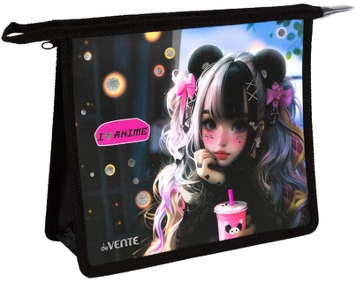 Папка для тетрадей А5 "DeVente.I Love Anime" 400мкм 1отд 8см молния тисн.фольгой 8056551