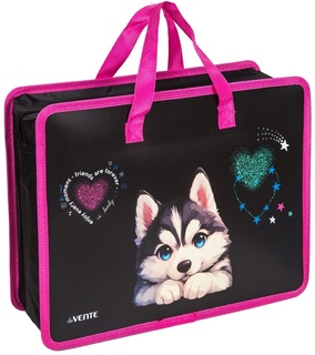 Папка для тетрадей А4 "DeVente.Cute Husky" 400мкм 1отд 10см молния с ручками 8057517