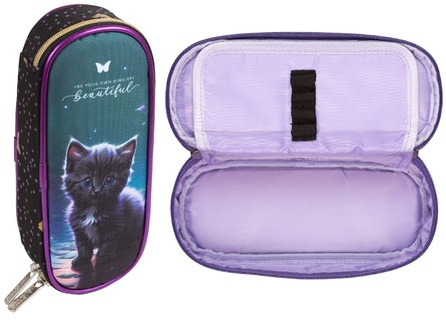 Пенал объемный "deVENTE.Beautiful Cat" 21*8*5см с откидной планкой на молнии 7023507