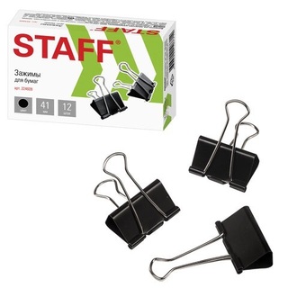 Зажим канц  41мм "STAFF.Everyday" черные 224609