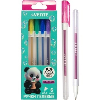 Набор  6 гелевых ручек "deVente.Yummy Panda" с блестками 1мм 5051536