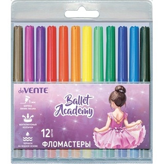 Фломастеры 12цв "deVente.Ballet Academy" вентелир. колпачки 5081524