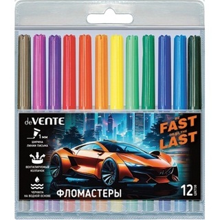 Фломастеры 12цв "deVente.Fast Or Last" вентелир. колпачки 5081528