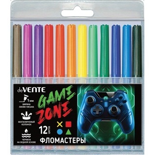 Фломастеры 12цв "deVente.Gamer" вентелир. колпачки 5081525