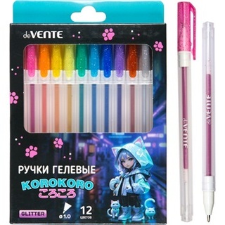 Набор 12 гелевых ручек "deVente.Korokoro" с блестками 1мм 5051534