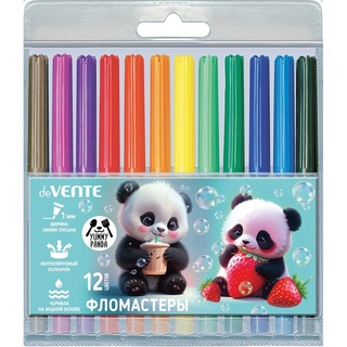 Фломастеры 12цв "deVente.Yummy Panda" вентелир. колпачки 5081527