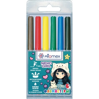 Фломастеры  6цв "deVente.Attomex.NekoGirl" вентелир. колпачки 5080537