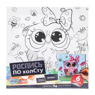 Картина для рисования по контуру "Сова" 15*15см CANV15X15-OWL 382654 (7946)