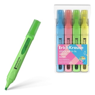 Набор текстовыделителей  4шт "ErichKrause.Visioline V-14 Liquid Pastel" жидкие чернила 58360
