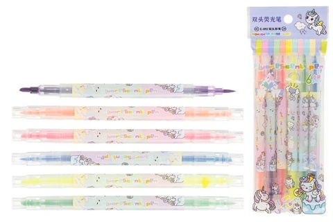 Набор текстовыделителей  6шт "Basir.Единорог" двухстор. флуоресц. 892-1