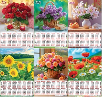 Календарь листовой А2 2026 г "Цветы" аЛИСа