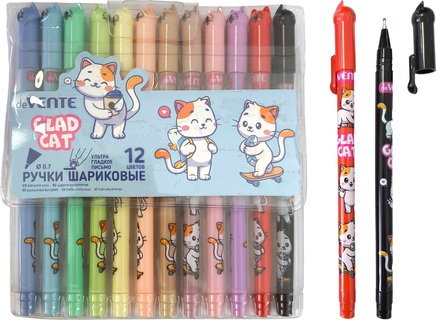 Набор 12 шариковых ручек "deVente.Glad cat" 0,7мм 5073538