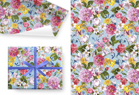 Бумага упаковочная 70*100см "Цветы ретро"  5шт в уп (цена за 1лист) Ч44685 НЕ ВСКРЫВАТЬ