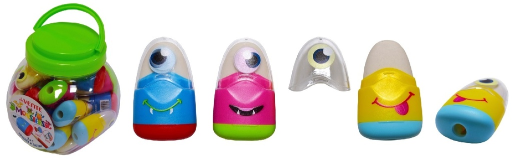 Точилка "deVente.Monsters" с контейнером +ластик 8031100