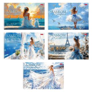 Альбом для рисования 32л "Прекрасные незнакомки" на гребне пластик.обл 32А4Вгр 091563 Хатбер
