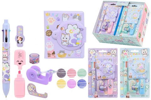 Набор  "Basir.Лапки" (блокнот+ручка 8цв.+текстовыделитель+клейкая лента декор.) МС-7633