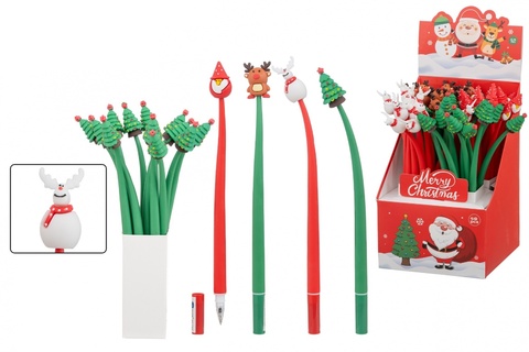 Ручка шариковая "Basir.Новогодняя" гибкий корпус 0,5мм синяя МС-7369