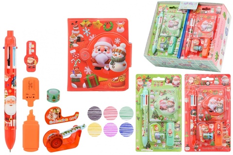 Набор  "Basir.Новогодний" (блокнот+ручка 6цв.+текстовыделитель+клейкая лента декор.) МС-7636