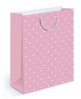 Сумка ламинированная 26*33 "Горох" на розовом код 440 15.11.02482