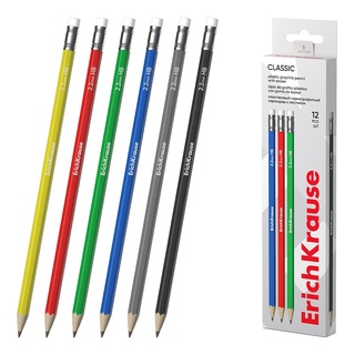 Карандаш ч\гр "Erich Krause.Classic НВ" пластик с ластиком 55268