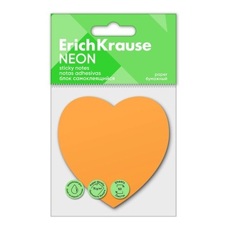 Липкий блок фигурный "ErichKrause.Неоновое сердце" оранжевый 50л 61727