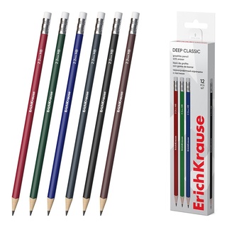 Карандаш ч\гр "Erich Krause.Deep Classic НВ" трехгран с ластиком 60718