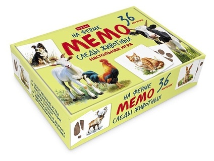 Мемо "Следы животных.На ферме" 36 карточек 36ИнМ_35031 092740 Хатбер