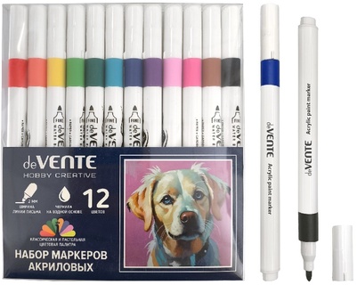 Набор маркеров акриловых 12шт "deVente.HOBBY CREATIVE.Classic&Pastel" 2мм 5044500