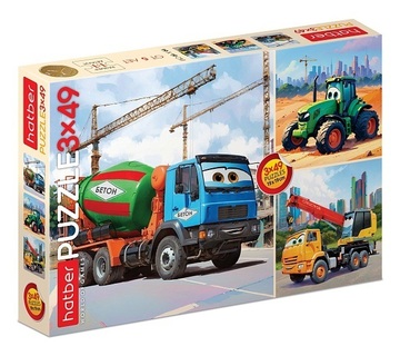Пазлы Хатбер   49эл "Стройтехника" 3картинки в 1коробке 49ПЗ5_34864
